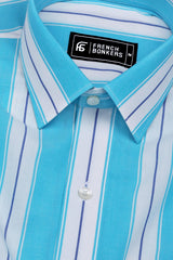 Crisin Blue With White Stripe Cotton Shirt