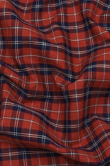 Brick Orange With Navyblue Check Cotton Shirt