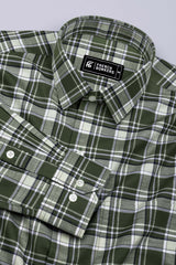 Reseda Green Linen Cotton Check Shirt