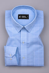 Raindrop Blue With White Check Cotton Shirt