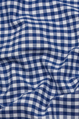 Pixel Blue With White Gingham Check Cotton Designer Shirt