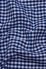 Laos Navy Blue With White Gingham Check Cotton Shirt