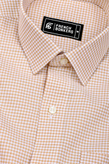 Frozix Cream With White Check Oxford Cotton Shirt