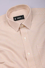 Frozix Cream With White Check Oxford Cotton Shirt