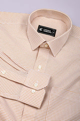 Frozix Cream With White Check Oxford Cotton Shirt