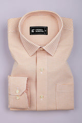 Frozix Cream With White Check Oxford Cotton Shirt