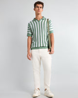 Prime Mint Green With White Knitted Cotton Polo T-Shirt