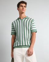 Prime Mint Green With White Knitted Cotton Polo T-Shirt