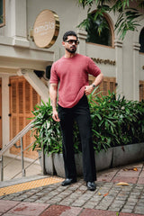 Candy Pink Knitted Cotton T-Shirt