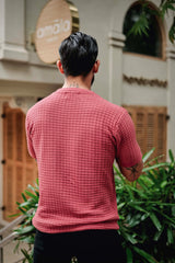 Candy Pink Knitted Cotton T-Shirt