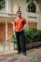Pumpkin Orange Knitted Cotton T-Shirt