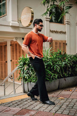 Pumpkin Orange Knitted Cotton T-Shirt