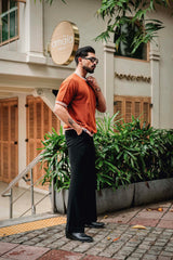 Pumpkin Orange Knitted Cotton T-Shirt