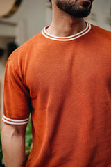 Pumpkin Orange Knitted Cotton T-Shirt