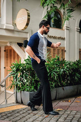 Rexon Blue With White Knitted Cotton Zipper Polo T-Shirt