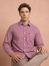 Nexon Maroon Twill Check Premium Giza Shirt