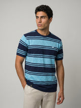 Mexico AquaBlue Multi Stripe Knitted Cotton T-Shirt