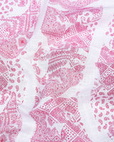 Pink Paisley Printed With White Linen Shirt Style Kurta