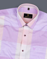 Glimmer Purple And Orange Multicolored Check Linen Cotton Shirt