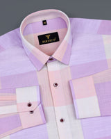 Glimmer Purple And Orange Multicolored Check Linen Cotton Shirt