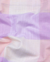 Glimmer Purple And Orange Multicolored Check Linen Cotton Shirt