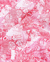 Raspberry Red Flower Art Printed Cotton Shirt Style Kurta