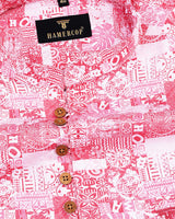 Raspberry Red Flower Art Printed Cotton Shirt Style Kurta