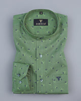 Green Dream Flower Printed Dobby Cotton Shirt