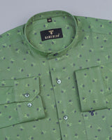 Green Dream Flower Printed Dobby Cotton Shirt
