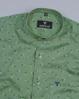 Green Dream Flower Printed Dobby Cotton Shirt