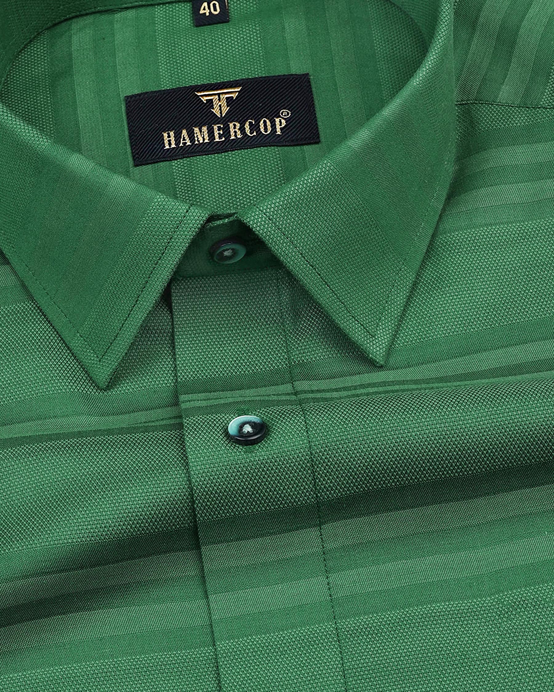 Radiant Green Dobby Weft Stripe Premium Gizza Shirt – Hamercop