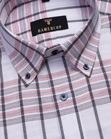 White With Multi Colored Heavy Plaid Flannel Windowpane Check Shirt