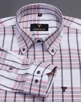 White With Multi Colored Heavy Plaid Flannel Windowpane Check Shirt