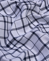 White With Navyblue Checked Premium Cotton Shirt