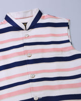 Navyblue With Peach Jacquard Designer Nehru Jacket