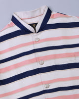 Navyblue With Peach Jacquard Designer Nehru Jacket