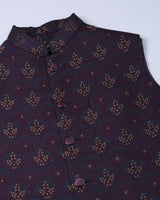 Maroon With Cream Jacquard Designer Nehru Jacket