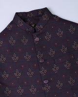 Maroon With Cream Jacquard Designer Nehru Jacket