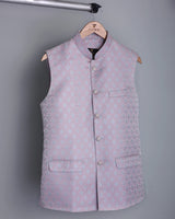 Dusty Pink Printed Jacquard Designer Nehru Jacket