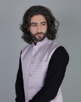 Dusty Pink Printed Jacquard Designer Nehru Jacket