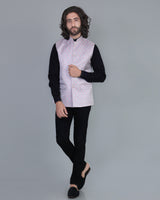 Dusty Pink Printed Jacquard Designer Nehru Jacket