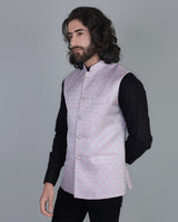 Dusty Pink Printed Jacquard Designer Nehru Jacket