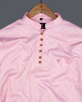 Sherbert Orange Jacquard Dobby Cotton Shirt Style Kurta