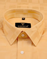 Viper Butterscotch Self Checked Dobby Jacquard Cotton Shirt