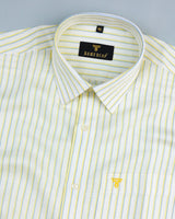 Tuna Yellow With White Stripe Linen Cotton Shirt