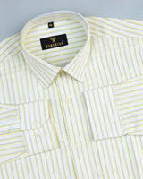 Tuna Yellow With White Stripe Linen Cotton Shirt