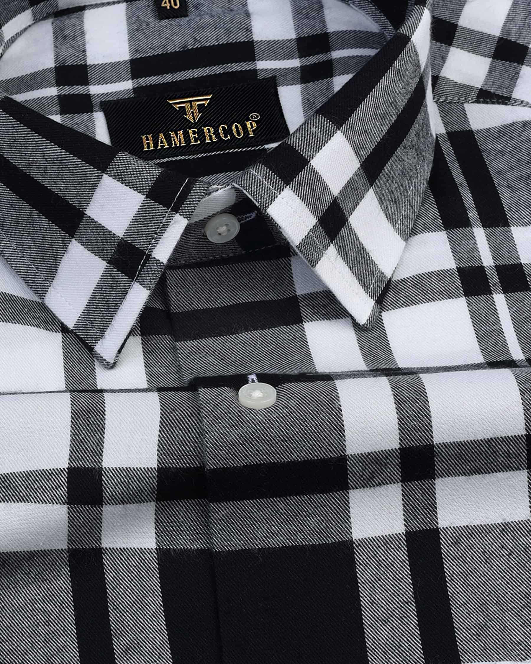 Black With White Twill Cotton Plaid Flannel Check Shirt – Hamercop