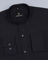 Midnight Black Heavy Oxford Solid Cotton Shirt