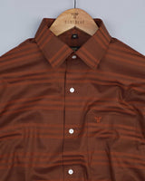 Newton Spice Orange Self Weft Striped Dobby Cotton Shirt