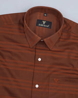Newton Spice Orange Self Weft Striped Dobby Cotton Shirt
